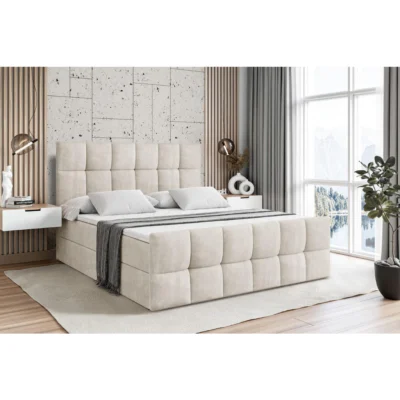 ALTDECOR Boxspringbett RICAR - Z in Beige, Liegefläche 120x200 cm – Bonellfederkern